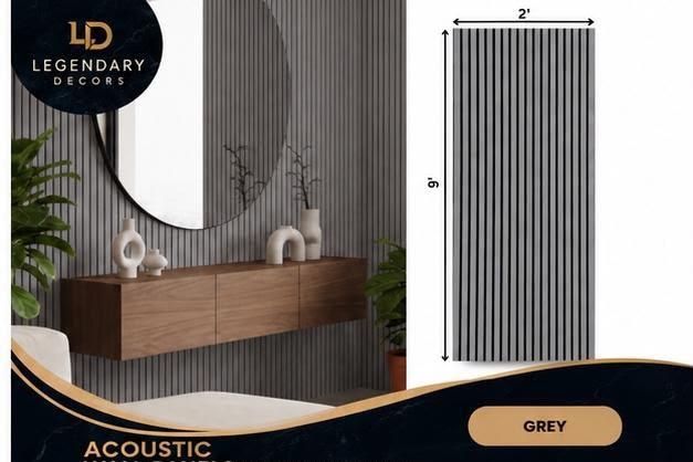 Grey acoustic wall panel, 2′ × 9′