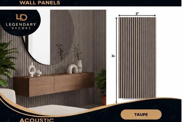 Taupe acoustic wall panel, 2′ × 9′