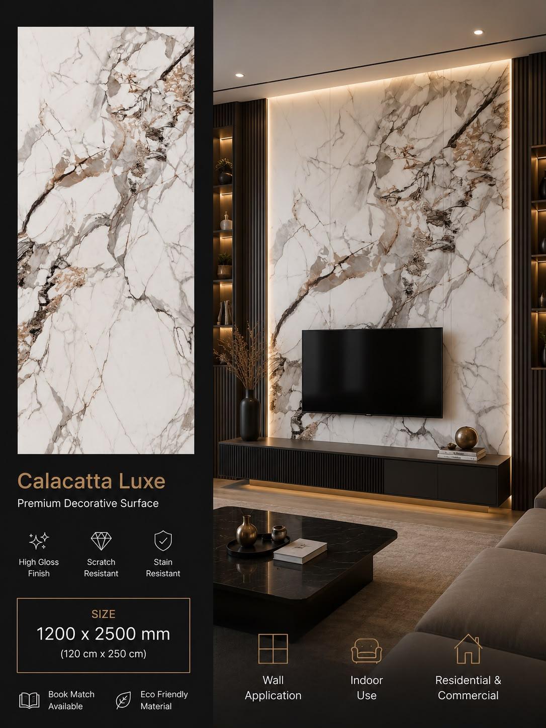 Calacatta Luxe — Premium Decorative Surface, 1200 × 2500 mm