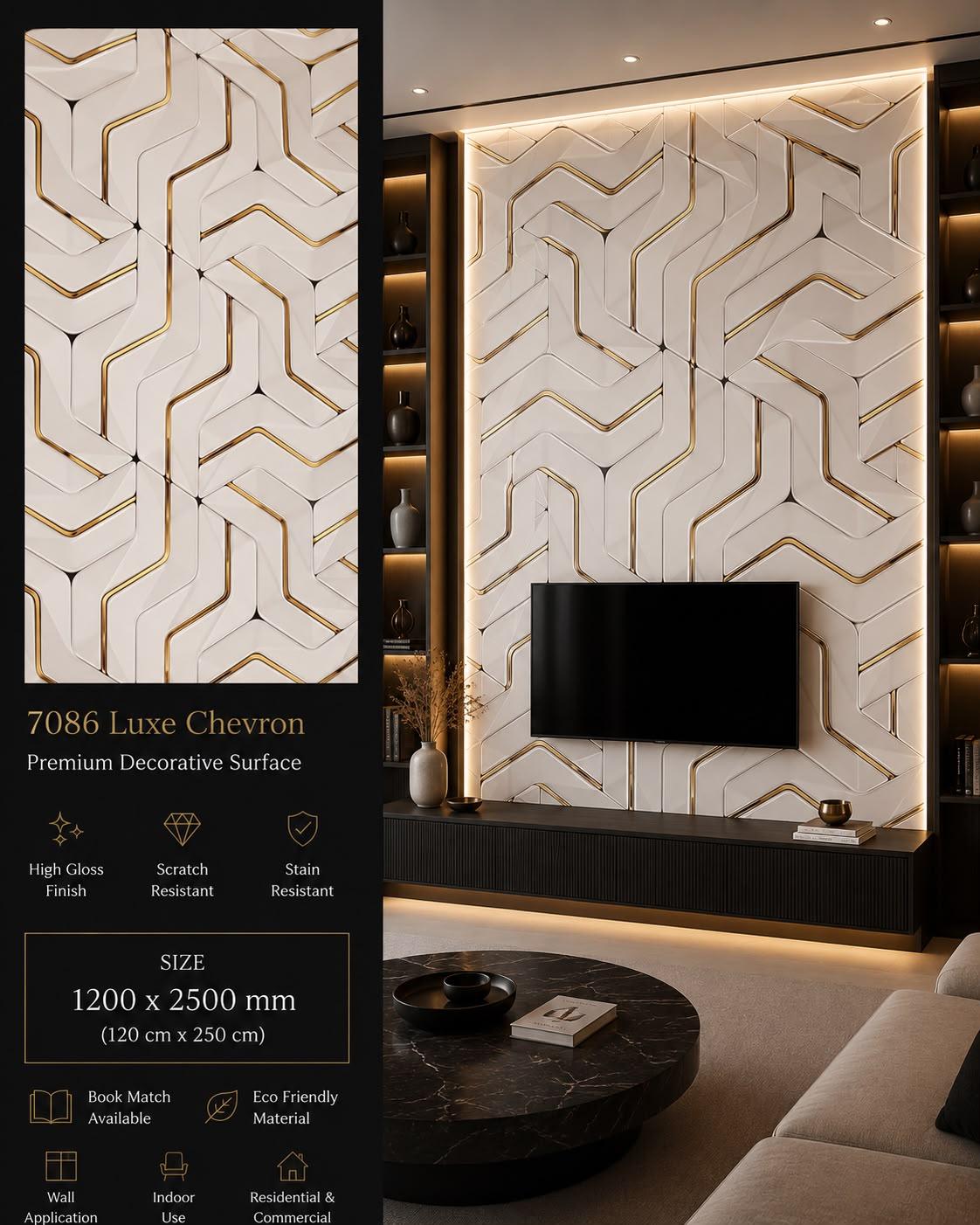 Luxe Chevron — Premium Decorative Surface, 1200 × 2500 mm