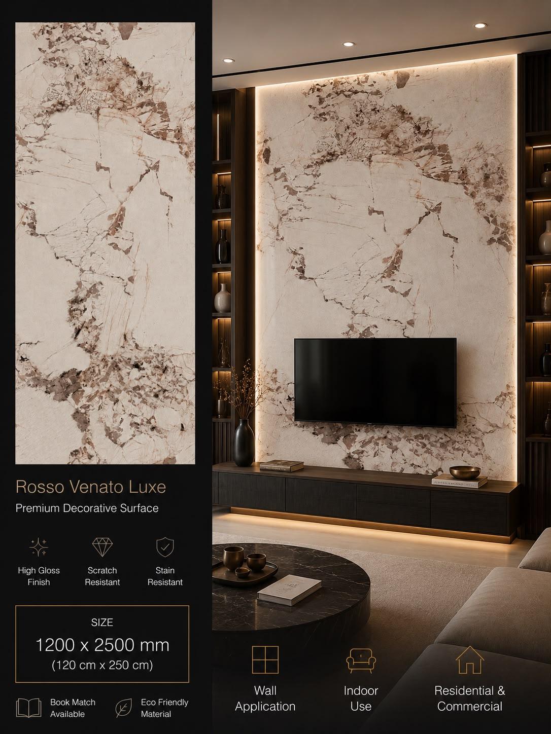 Rosso Venato Luxe — Premium Decorative Surface, 1200 × 2500 mm